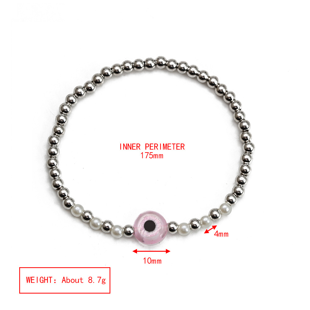 Simple Style Devilu0027S Eye Copper Beaded Plating Bracelets 1 Piece