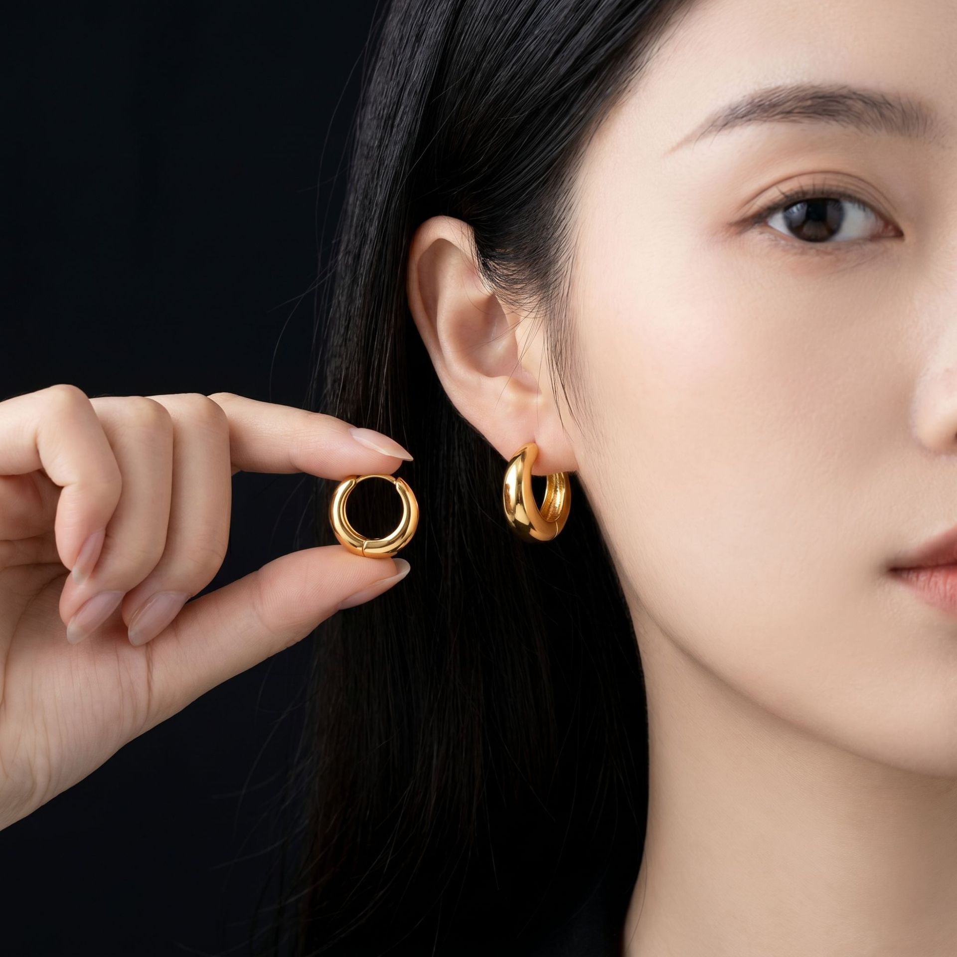 copper glossy small design fashionable earrings