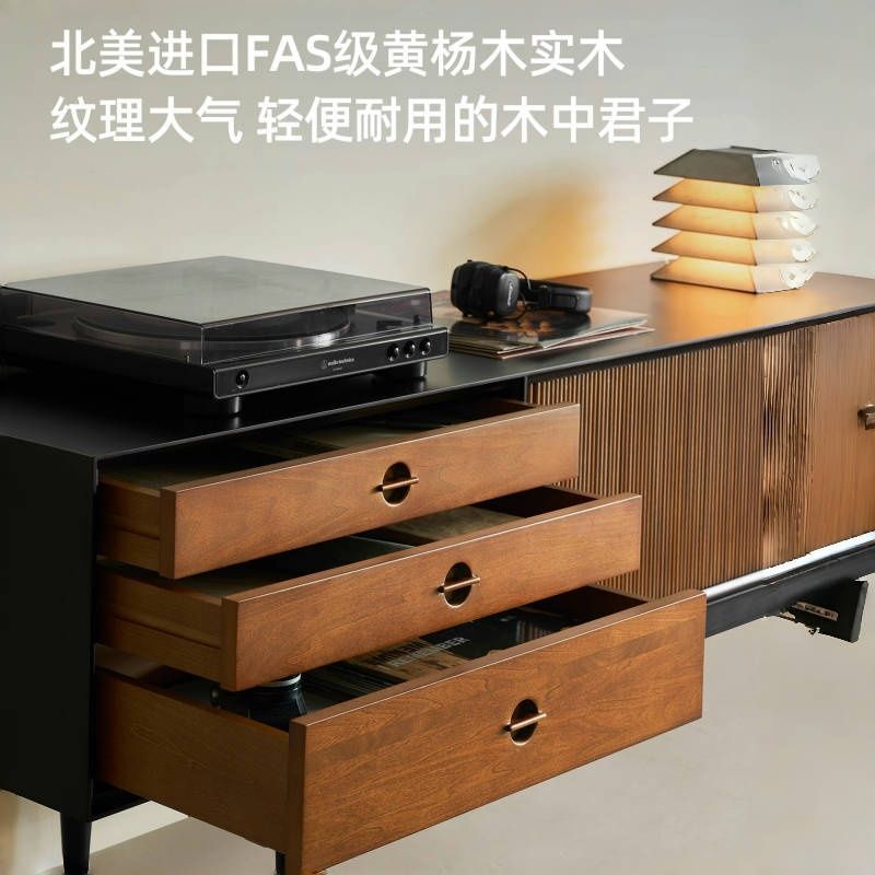 实木电视柜黑色复古风中国风储物柜小户型北欧简约电视机柜中古风|undefined