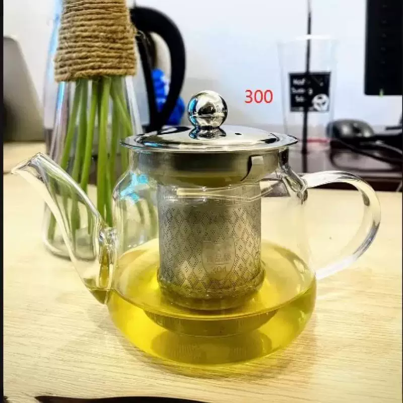 Glass teapot for home use, transparent tea set, increased thickness
