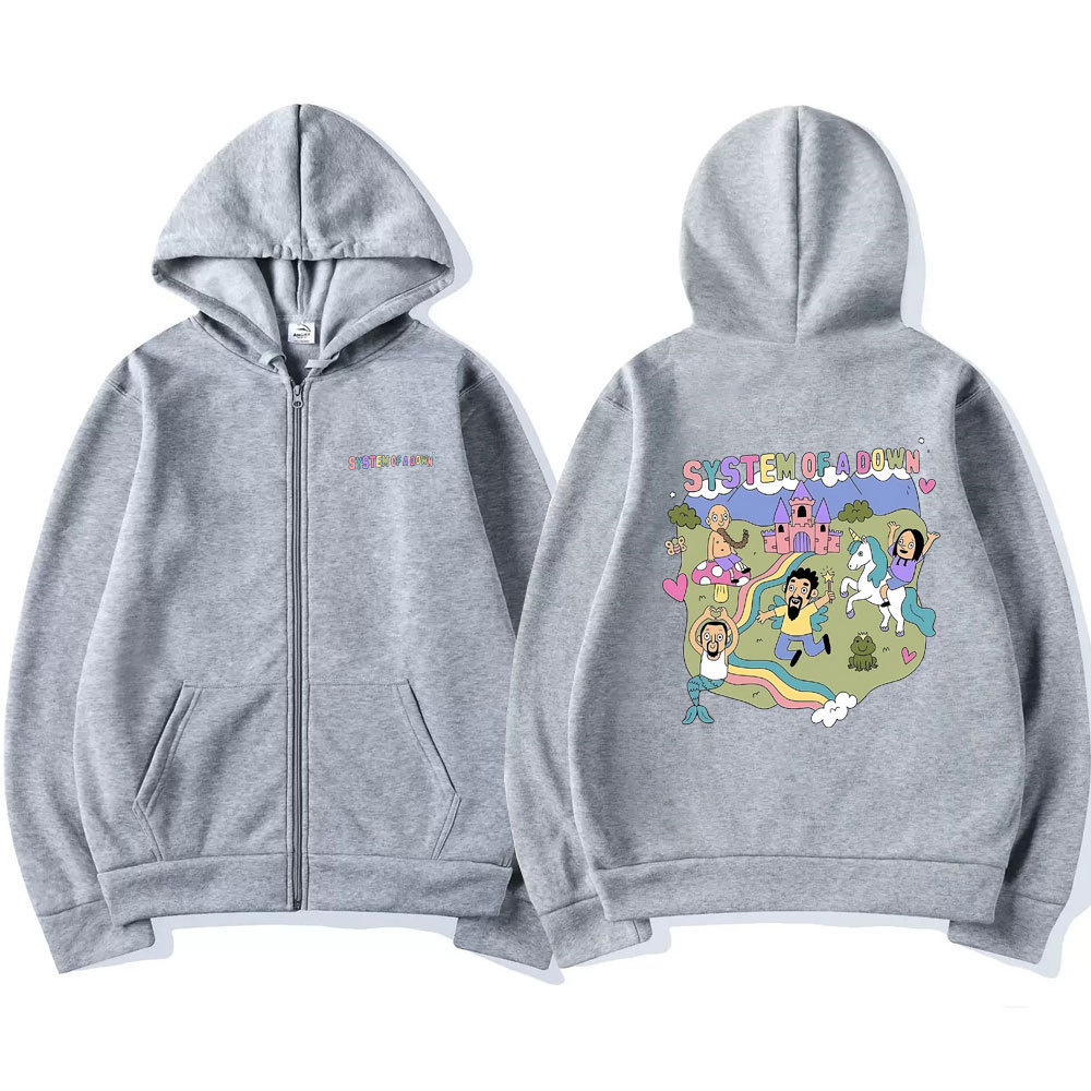 Sistema de A Down Graphic Zipper Hoodie Men Women Vintage