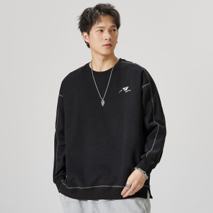 F2146 | Large size men's autumn and winter New 330g heavy stitching crew neck vests men's shoulder loose printed jacket