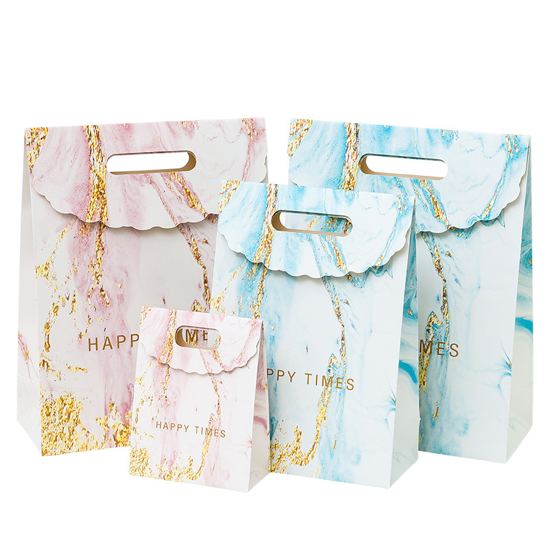 Nordic ins style marble gift bag hand bag hand paper bag teacher holiday gift bag clothing packaging bag