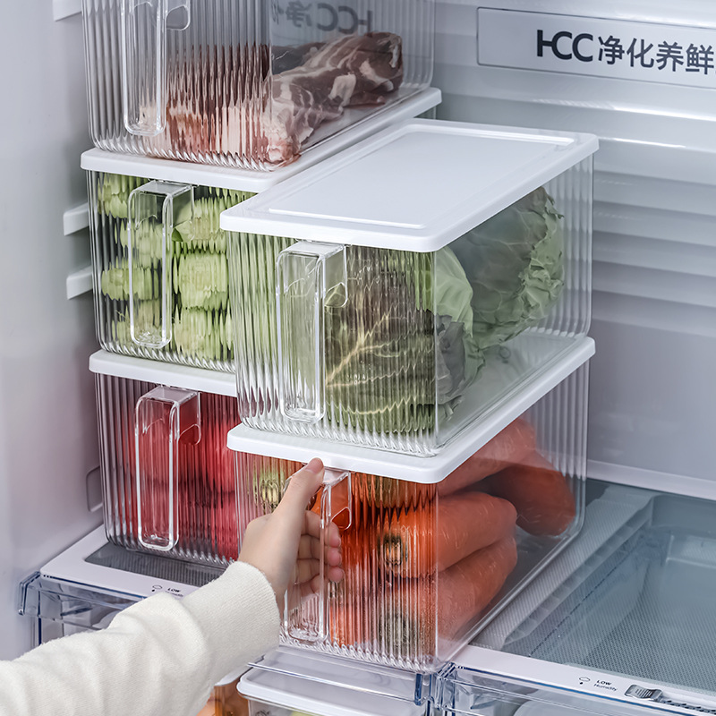 日本冰箱直角收纳盒冰箱专用保鲜盒厨房整理盒家用冰箱大容量收纳