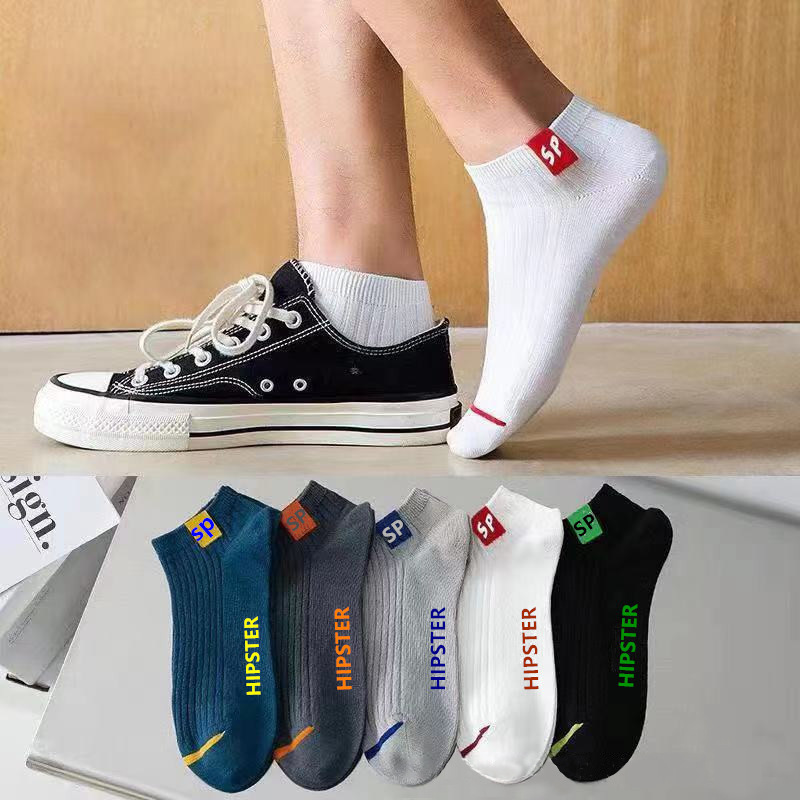 Socks Men's Short Socks Summer Thin Short Socks Odor-proof Polyester Cotton Socks Sweat-absorbent Sports Breathable Low-top Shallow-top Boat Socks for Men