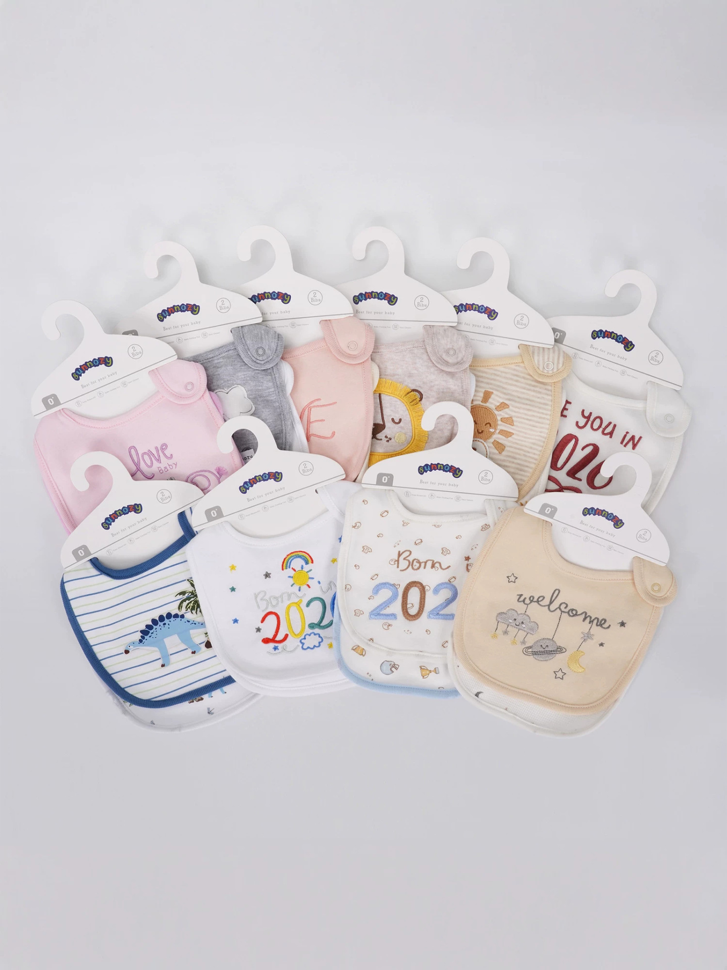 Sunnozy babero a presión en forma de U suave de algodón de doble capa babero lindo absorbente de agua bebé toalla de saliva recién nacido al por mayor