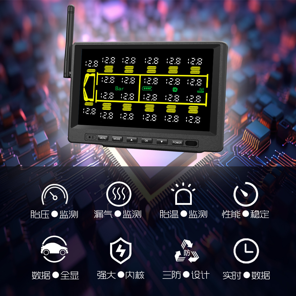 Truck Large-Screen Tire Pressure Monitor Tpms 14-Wheel 16-Wheel 18-Wheel 20-Wheel 22-Wheel External Tire Monitoring System