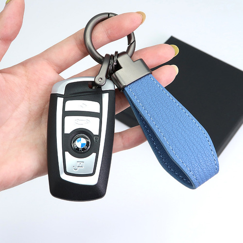 Wholesale leather car DIY keychain printable logo automotive commercial pendant leather keychain waist hanging accessories