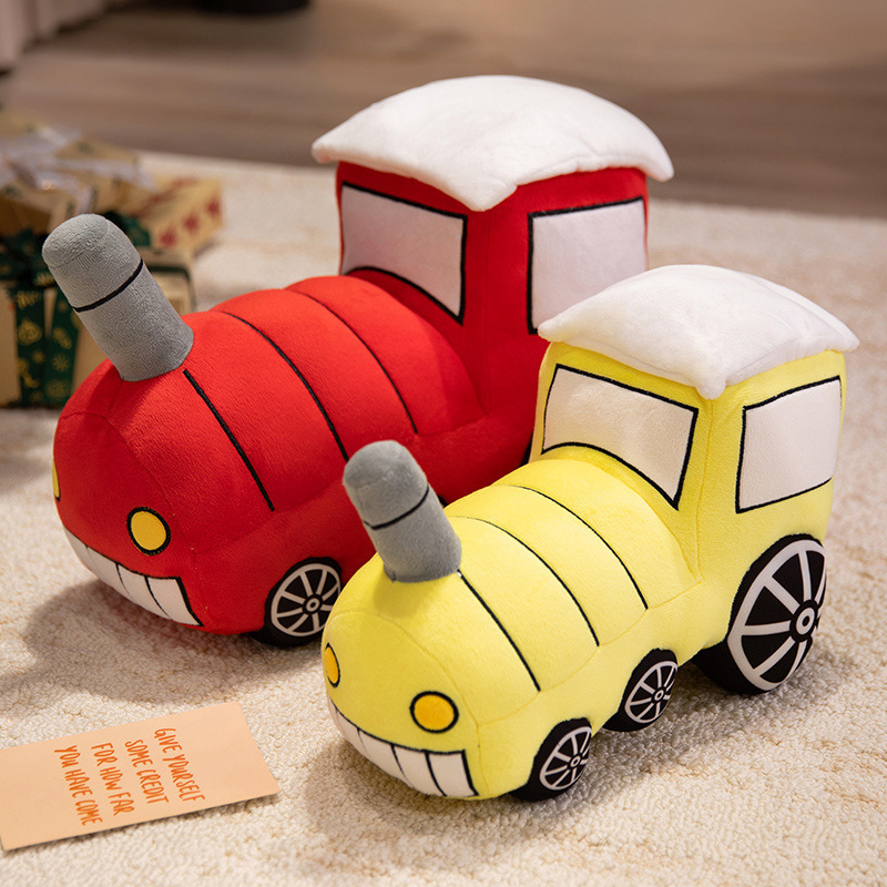 Caricatura lindo tren juguetes de peluche muñeca simulación de coche muñeca almohada muñeca regalos para niños y niñas