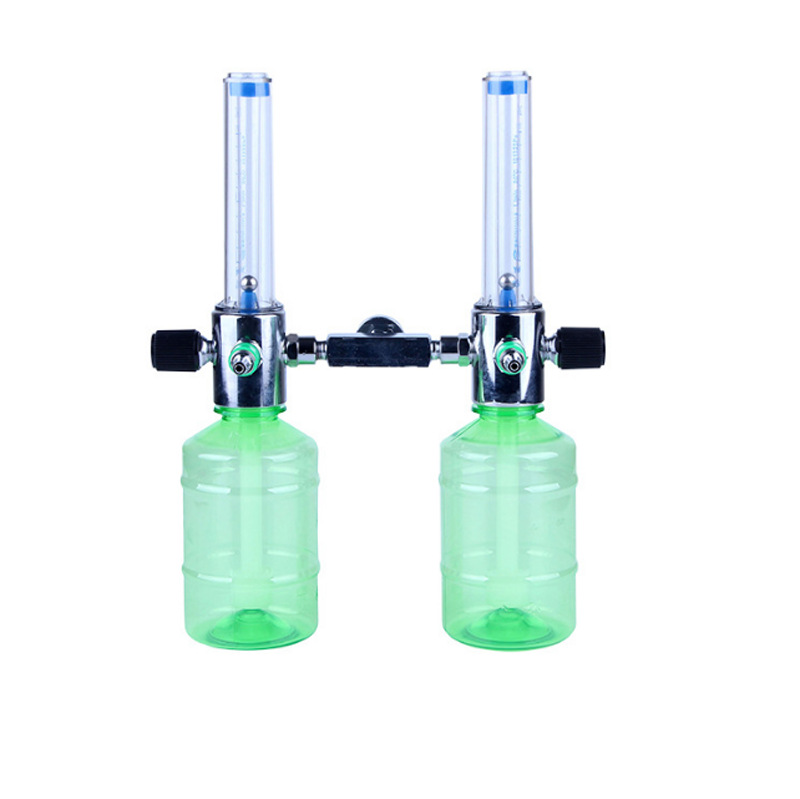 墙式终端氧气吸入器 双管三通氧气流量计 一分二设备带氧气流量计