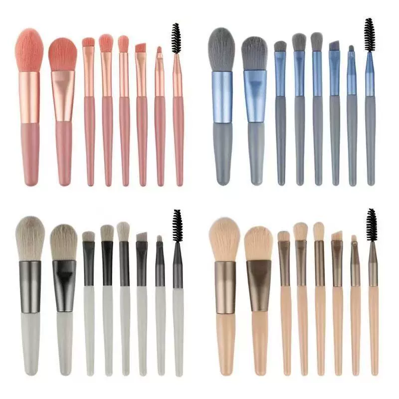 Мини-8 предметов, кисть для макияжа с мягкой щетиной, портативная кисть для румян для начинающих, кисть для теней для век, набор кистей для макияжа
