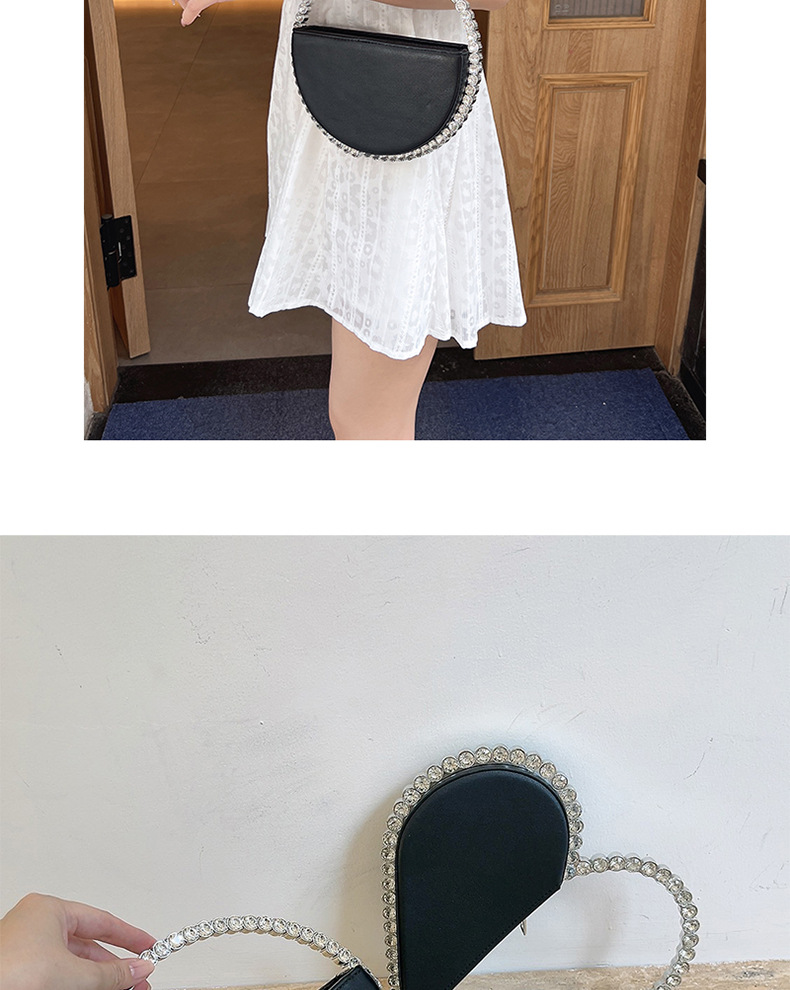 699g Weight Polyester Lining Material Zipper Closure Type Top Handle Strap Type Handbag, Evening Bag Bags Type Holiday, Party Occasion Pu Leather Material Color Block Pattern All Seasons Season Women's Gender Elegant Style Heart-shaped Shape Pu Leather Color Block Heart-shaped Evening Bags 3