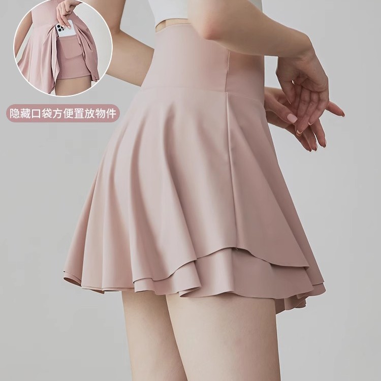 Summer Anti-Exposure Badminton Tennis Pleated High-Waist Sports Skirt Casual Outdoor Running Fitness Yoga Skirt Pants
