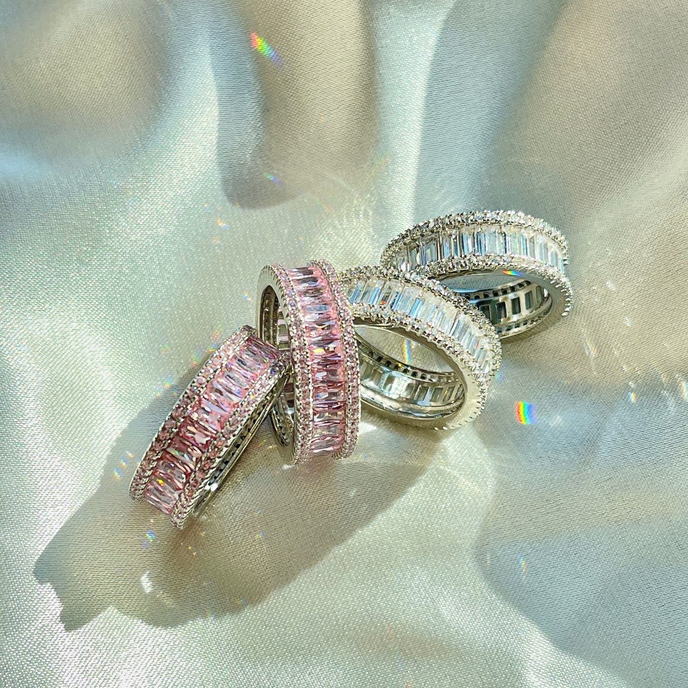 Fashion Round Sterling Silver Plating Inlay Zircon Rings 1 Piece