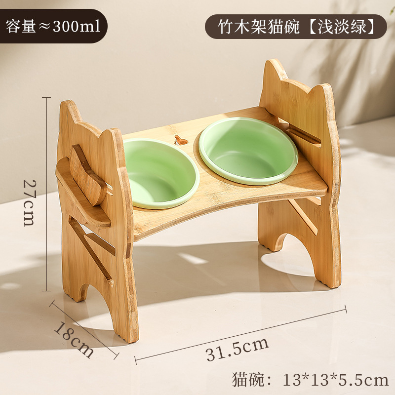 조정 가능한 고양이 그릇-매트 그린