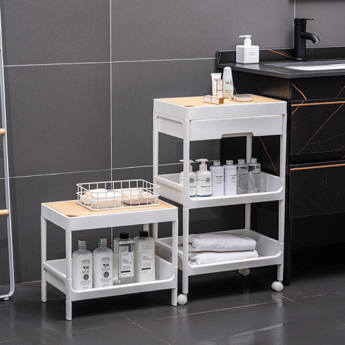 Popular kitchen storage rack, multi-layer dustproof wooden board drawer-type storage rack, bathroom sandwich cosmetics trolley