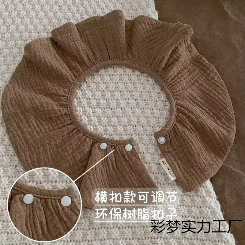 Scandinavian children's cotton gauze soft solid color eating bib for…