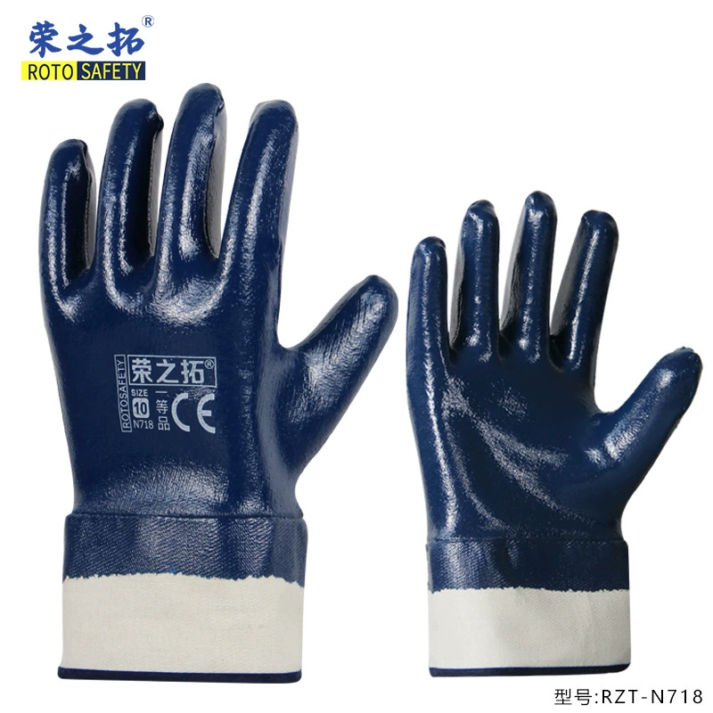 Rongzhi Tuoquan подвесные маслостойкие износостойкие Нескользящие машины для погружения АЗС Электросварка Защитные резиновые нитриловые перчатки для охраны труда