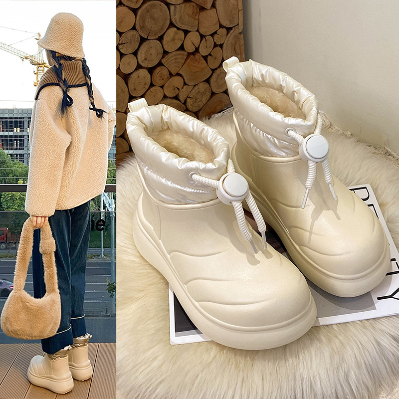 Xh8801 Women's Snow Winter Fleece Lined Thickened Northeast Waterproof Non-Slip Thick Sole Height Increasing Fashionable_voghion.com