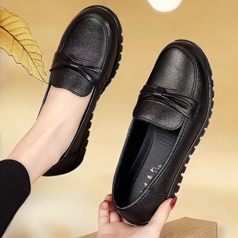 [Real Soft Leather] Shoes with Soft Soles That Are Not Tiring for Feet, Mother's Shoes, Work Shoes for Women, 2025 New Anti-Slip Casual Beans