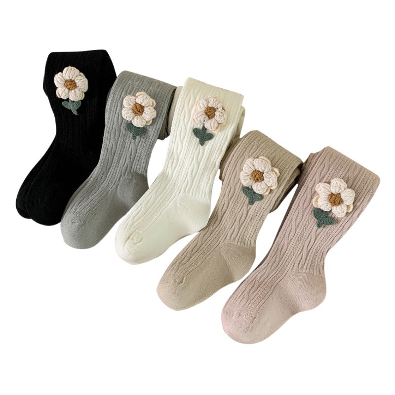 Nuevo otoño e invierno Bebé cepillado Flor de dibujos animados lindo pantimedias lindo calcetines calientes bebé leggings ajustables