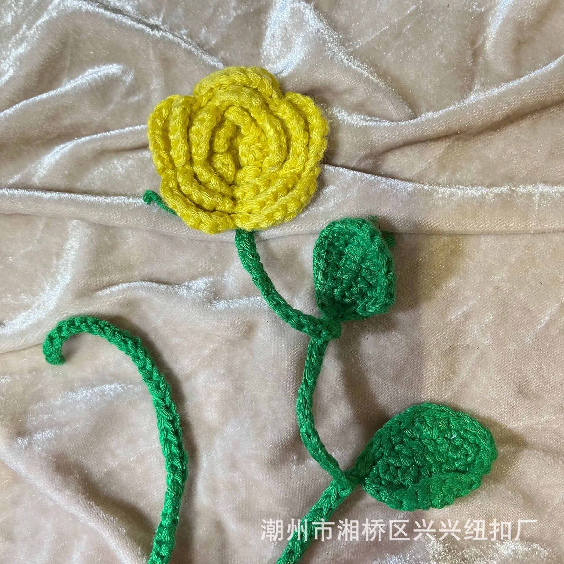 潮艺手钩花黄色菊花背包挂件酒店椅套纺织服装手钩花朵毛线辅料