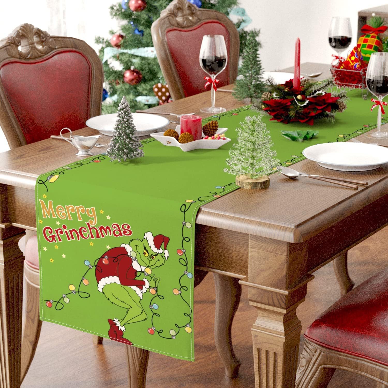 Camino de mesa navideño, decoración de mesa de comedor para el hogar, estilo europeo y americano, mantel nórdico, patrón a cuadros para mesa de té.