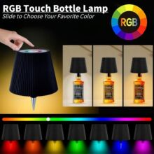 酒瓶灯跨境充电LED台灯RGB彩光小夜灯氛围灯插入式酒瓶灯中山灯具