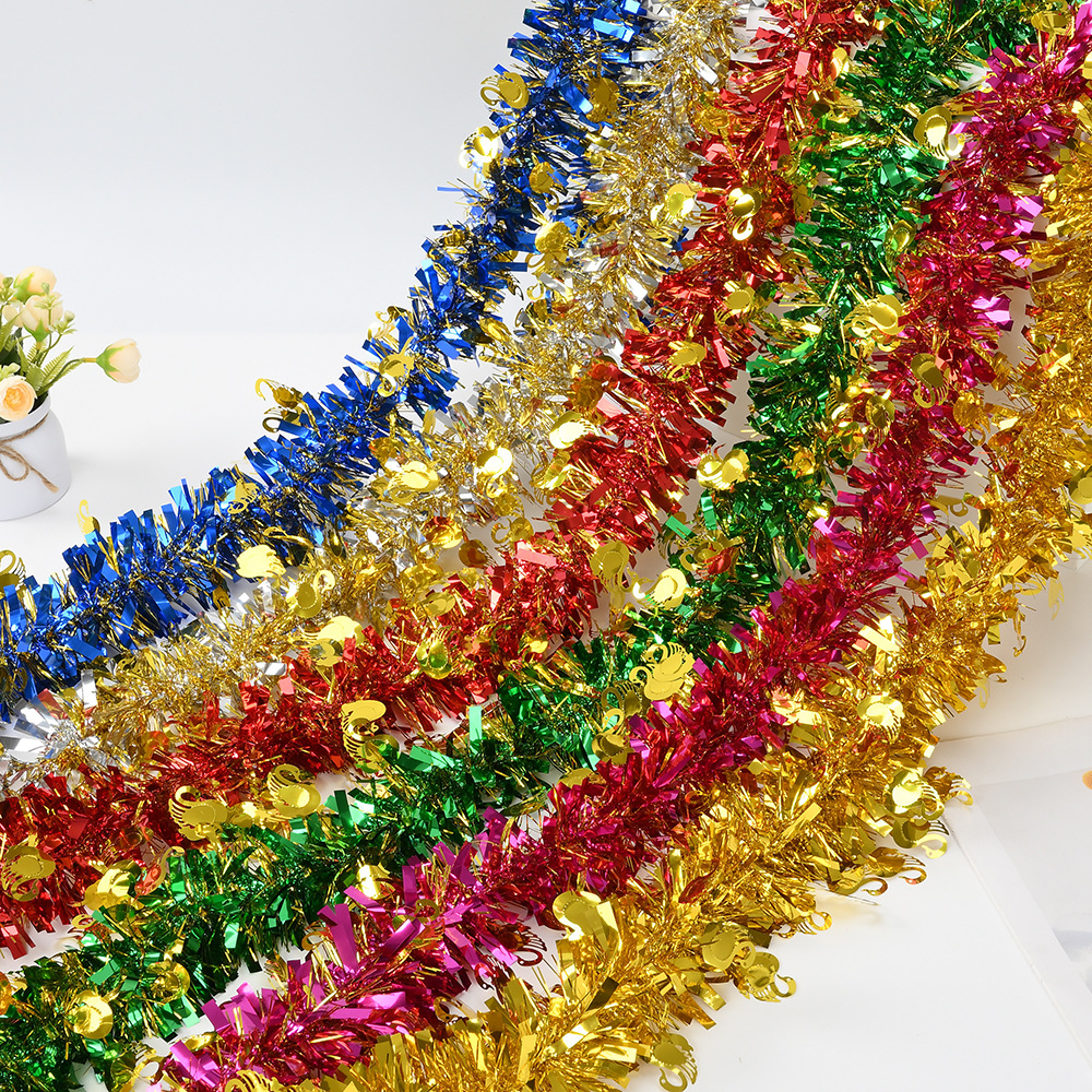 Decoración navideña transfronteriza Cisne burbuja de seda raya de color fiesta celebración actividad diseño Guirnalda lana raya cinta 2 M