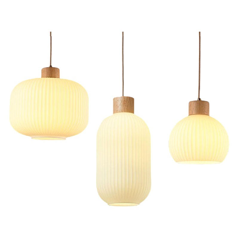 Araña de restaurante de registro de estilo japonés Nórdico simple estilo crema B & B bar pasillo dormitorio Cabecera de cristal pequeña araña