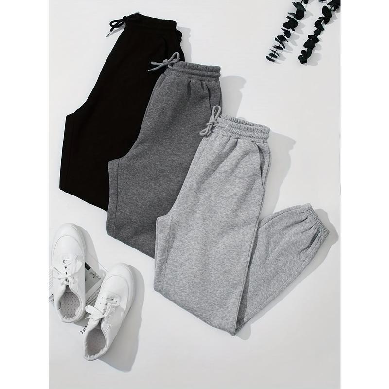 2025 New Cross-Border Dropshipping Fashion Jogging Pants 3-Piece Set Solid Color Women's Clothing