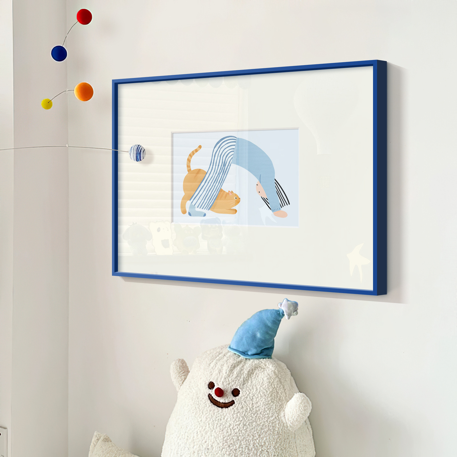 Dopamine Kidsren's Room Bedroom Hanging Painting Cartoon Cute Niche Girl and Cat Living Room Sofa Background Wall Decoration Painting