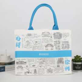 帆布立体袋加印logo覆膜彩印棉布袋购物袋托特帆布包飘带可印图案