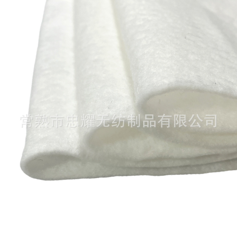 厂家生产涤纶透气针刺棉白色内衬夹层棉防尘口罩吸水过滤针刺棉