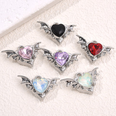 時尚個性哥特風合金惡魔翅膀多色愛心 DIY飾品手鍊項鍊耳環配件