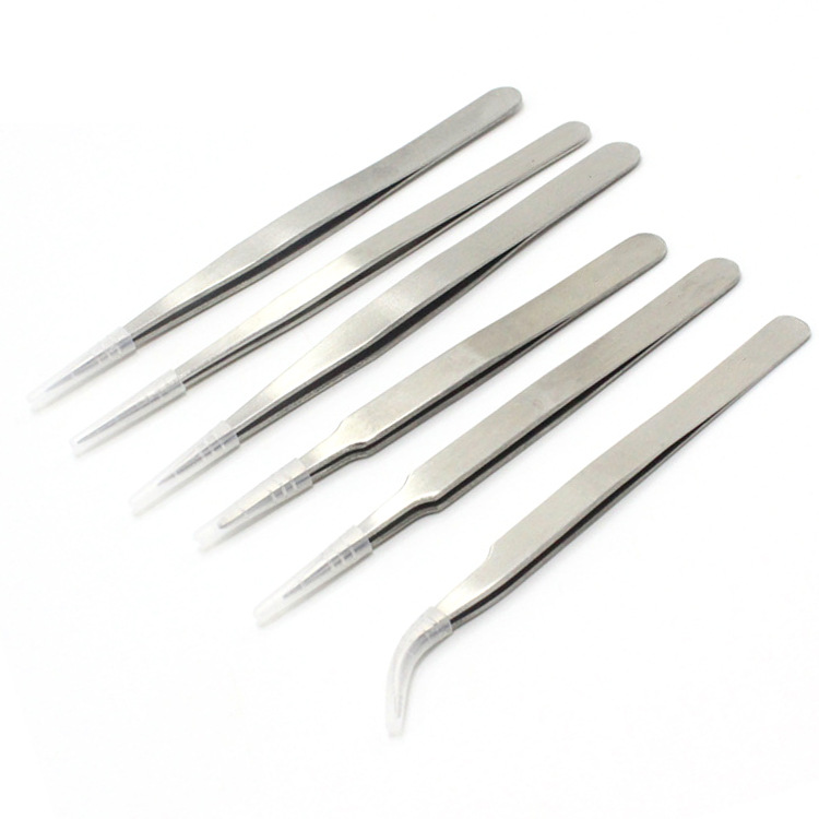 工业级零件夹子 尖直头燕窝挑毛银色镊子 加硬加厚不锈钢镊子工具