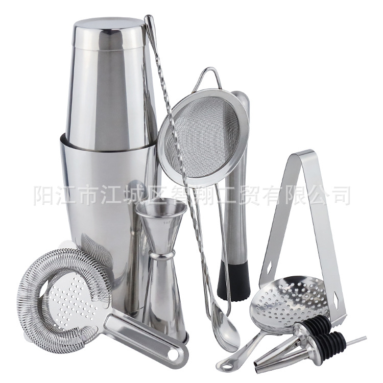 Juego de mezclas para cócteles de acero inoxidable del fabricante, vaso medidor Boston, pinzas para hielo, utensilios para té con leche, juego de mezclas image 6