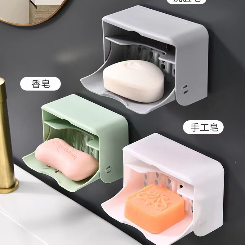 国境を越えた新しい厚みのある竹の石鹸箱は水が溜まりません、ポータブルな大型のパンチフリーの石鹸箱は毎日使用でき、水を流すことができます。|undefined