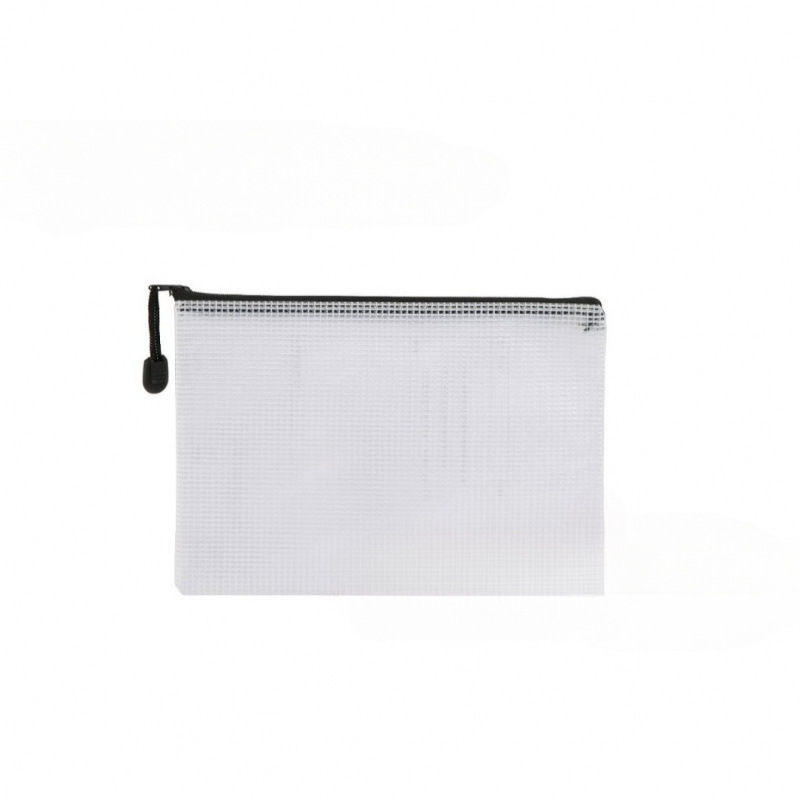 Bolsa blanca con cremallera negra