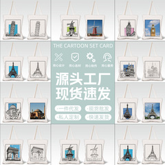 原创个性建筑风印花帆布包大容量手提托特包学生通勤包上班单肩包
