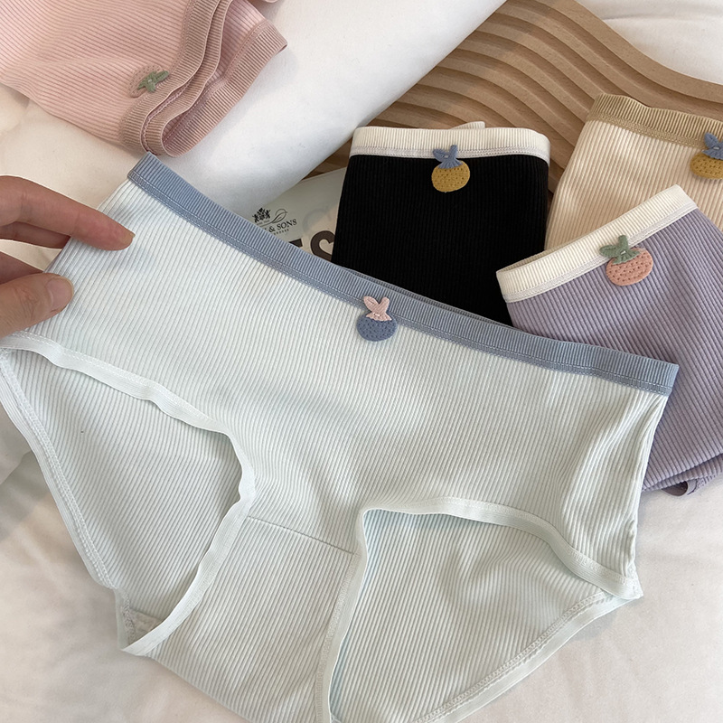 Fábrica al por mayor ropa interior de verano de las mujeres de algodón antibacteriano transpirable ropa interior de niña delgada sin costuras de cintura media triángulo ropa interior de mujer