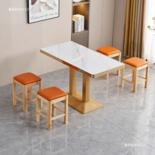 商用岩板餐桌小吃店拉面馆早餐凉皮饭店餐饮桌椅组合实木凳子