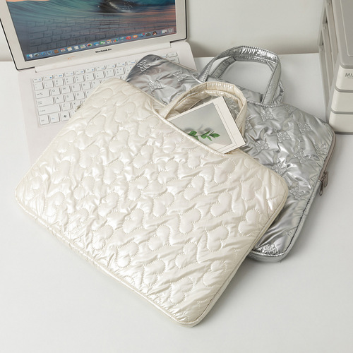 Laptop Bag Korean Version Ins Cotton Jacket Bag New Checkered Large Capacity Notebook Tote Bag iPad Inner Bag