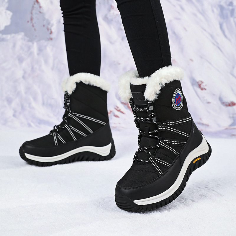 Fabricantes al por mayor botas de nieve impermeables antideslizantes para mujeres, calentamiento de algodón de alta calidad, botas de mujer Kayle Stone