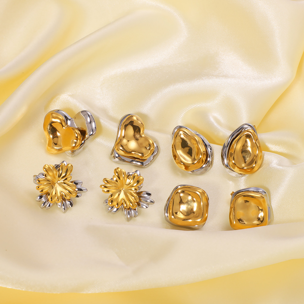 Ear Studs Classification PVD Coated Real Gold Plated Flower 304 Stainless Steel Casual Elegant Lady Waterproof Non Tarnish Ear Studs