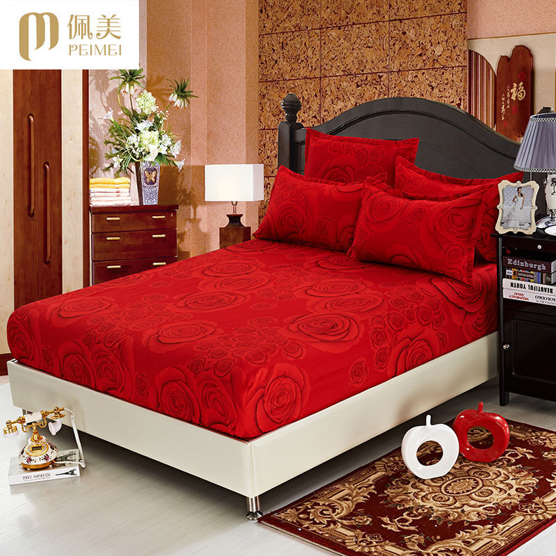Wedding Celebration Red Bedspread Single-piece Bed Hat Three-piece Simmons Non-slip Mattress Cover 1.5m1.8m2 m Wedding Celebration Red Bedspread Single-piece Bed Hat Three-piece Simmons Non-slip Mattress Cover 1.5m1.8m2 m
