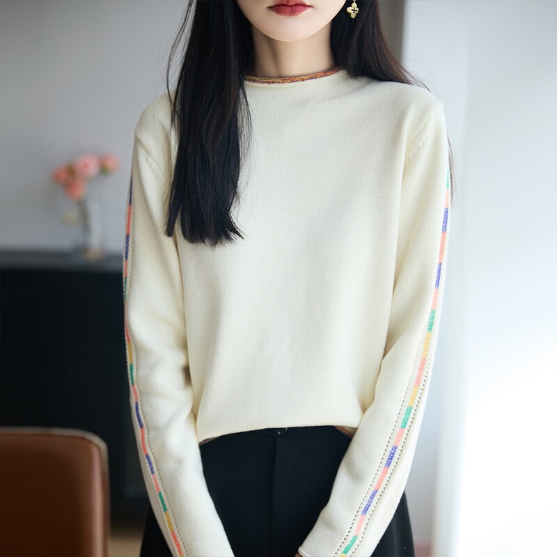 Women's autumn and winter sweater with a high-end feel, suitable for both inner and outer wear, 2026 new winter color-blocked half-high collar base shirt Women's autumn and winter sweater with a high-end feel, suitable for both inner and outer wear, 2026 new winter color-blocked half-high collar base shirt