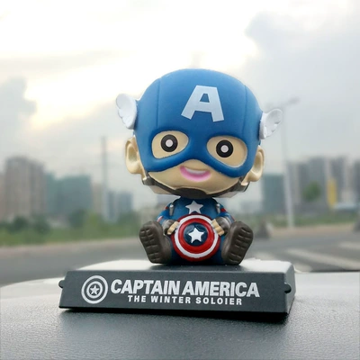 Car ornaments, Cartoon Creative Car - -head-shaking-captain-america-with-a-hat