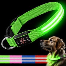 usb充电双光纤发光项圈led闪光狗项圈快拆狗绳夜跑遛狗安全狗脖圈
