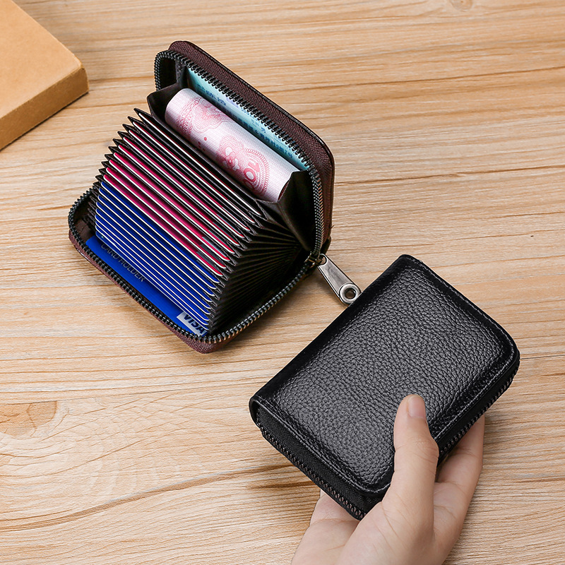 Tarjetero para hombre, tarjetero anti-desmagnetización, tarjetero antirrobo para identificación, tarjetero de gran capacidad para mujer, billetera integrada, tarjetero antirrobo